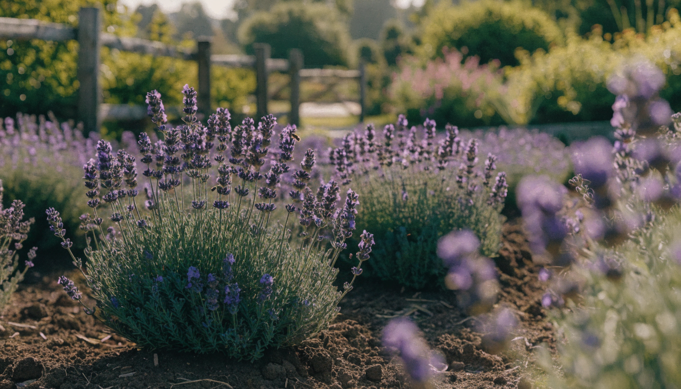 Blooming organic lavender in the garden